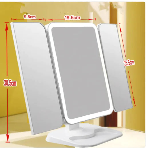 Trifold LED Makeup Mirror