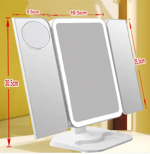 Trifold LED Makeup Mirror