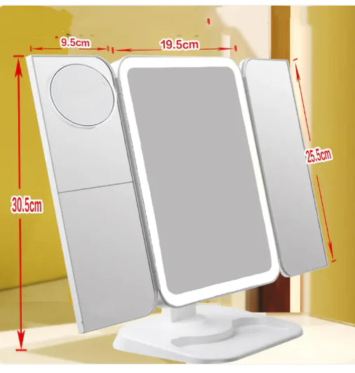 Trifold LED Makeup Mirror