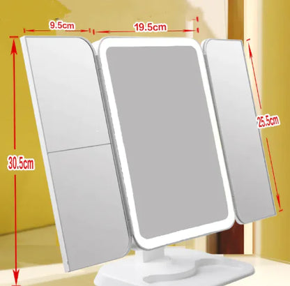 Trifold LED Makeup Mirror