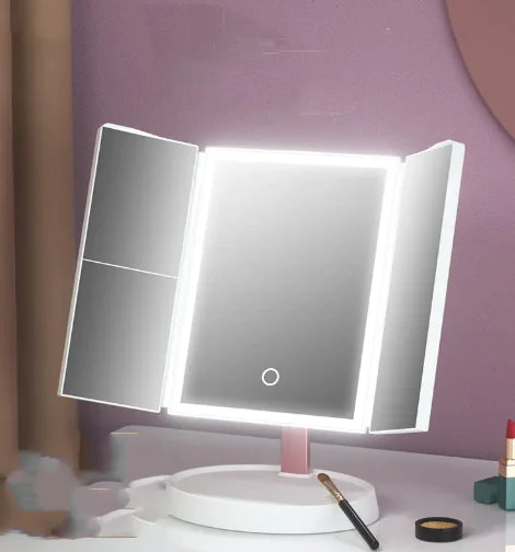 Trifold LED Makeup Mirror